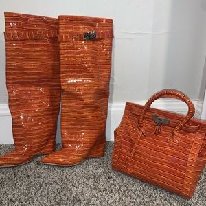 Shane Justin combo ( Heel boots & purse )